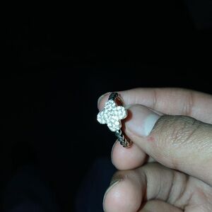 Guess Gold-Tone Clover Ring with White Crystals - Women Jewelry